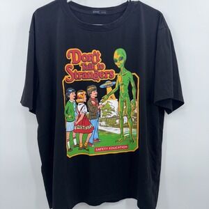 Romwe Don't Talk to Strangers Alien T-Shirt Retro Graphic UFO‎ XL